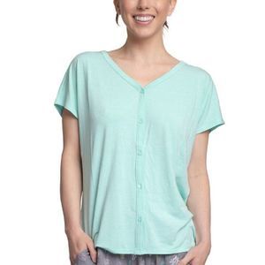 Cool Girl Womens Button-Front T-Shirt,Mint/Seagrass,Large